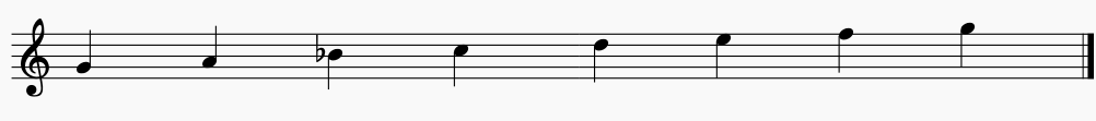 Here are the notes of the G Dorian scale.