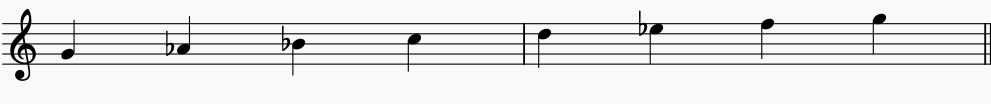 Here are the notes for the ascending scale of G Phrygian