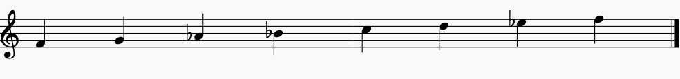 Here are the notes for the F Dorian scale.